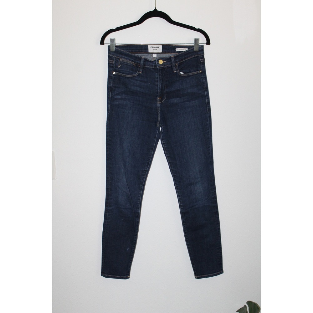 FRAME Denim Le High Skinny Crop Jeans Dame Dark Wash LHSKC899 Size 28